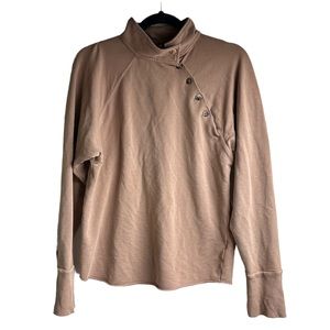 Free people sweatshirt Neutral Tan Brown Pullover Cowl Neck XS